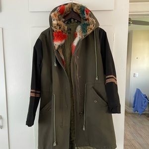 Faux fur lined army jacket